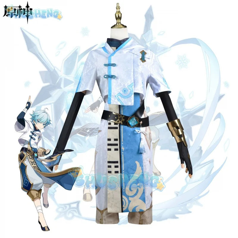 Genshin Impact Chongyun Uniform Outfit Cosplay Costume Chun Yun Halloween Party Fancy Dress For Men Women