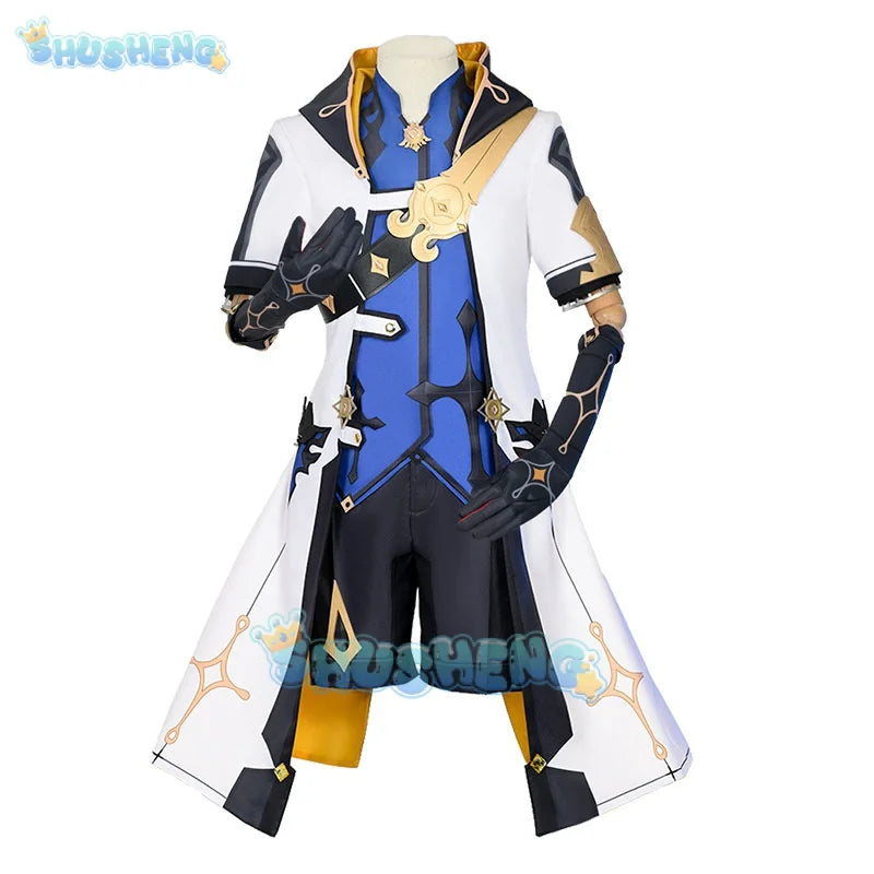 Genshin Impact Cos Albedo Cospaly Kreideprinz Mondstadt Spielanzug Hübsche Uniform Cosplay Kostüm 