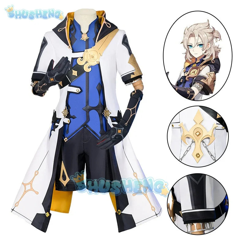 Genshin Impact Cos Albedo Cospaly Kreideprinz Mondstadt Spielanzug Hübsche Uniform Cosplay Kostüm 