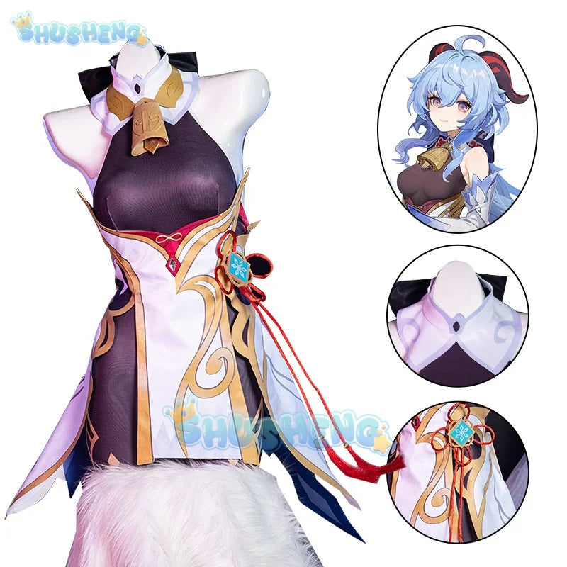 Genshin Impact Cosplay Ganyu Costume  Anime Game Gan Yu Women Halloween Party Outfit