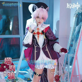 Genshin Impact Dahlia Cosplay Kostüm Mütze Uniform Shorts Handschuhe Strümpfe Vampir Heterochromia Boy Fontaine Moon City 