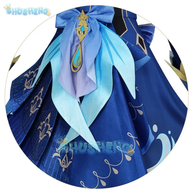 Genshin Impact Fontaine Charakter Focalors Cosplay Kostüm Komplettset mit Hut Gemusterte Stoffe Focalors Uniform 