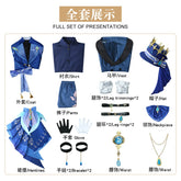 Genshin Impact Fontaine Charakter Focalors Cosplay Kostüm Komplettset mit Hut Gemusterte Stoffe Focalors Uniform 