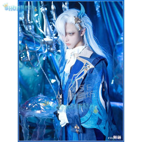 Genshin Impact Fontaine Neuvillette Cosplay Costume Anime Game Cos Water Characters Uniform Suit Full Set