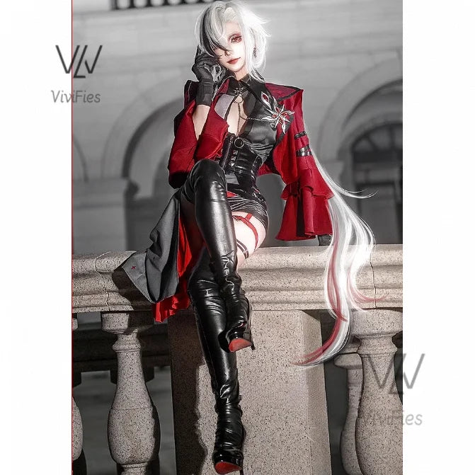 Genshin Impact Harlequin The Knave Cosplay Costume Full Set Wig Uniform Eleven Fatui Harbingers Outfit Halloween Carnival Party