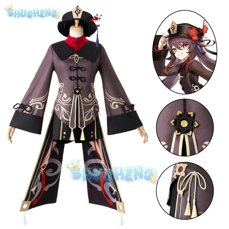 Genshin Impact Hutao Cosplay Costume Uniform Anime Game Hu Tao Chinese Style Halloween Costumes