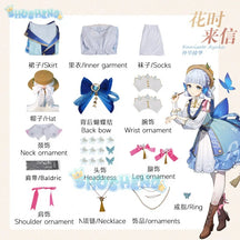 Genshin Impact Kamisato Ayaka Skin Cosplay Kostüm Springbloom Missive Kleid Hut Perücke Uniform Set 