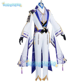 Genshin Impact Kamisato Ayato Cosplay Costume Uniform Wig Anime Halloween Costumes for Men Game