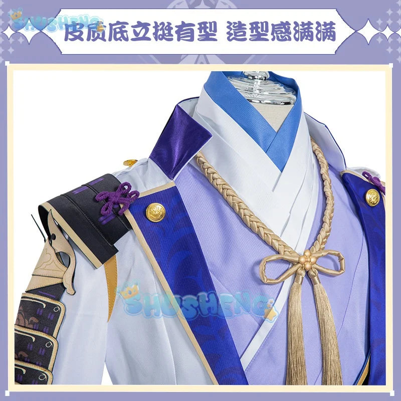 Genshin Impact Kamisato Ayato Cosplay Costume Uniform Wig Anime Halloween Costumes for Men Game