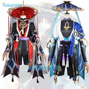 Genshin Impact Kunikuzushi Wanderer cosplay costume and Wanderer wig,Wanderer shoe