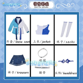 Genshin Impact Lawson Cosplay Jacket Skirt Trousers Costume Set Yoimiya Hutao Anime Uniform Halloween