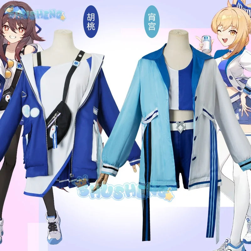 Genshin Impact Lawson Cosplay Jacket Skirt Trousers Costume Set Yoimiya Hutao Anime Uniform Halloween