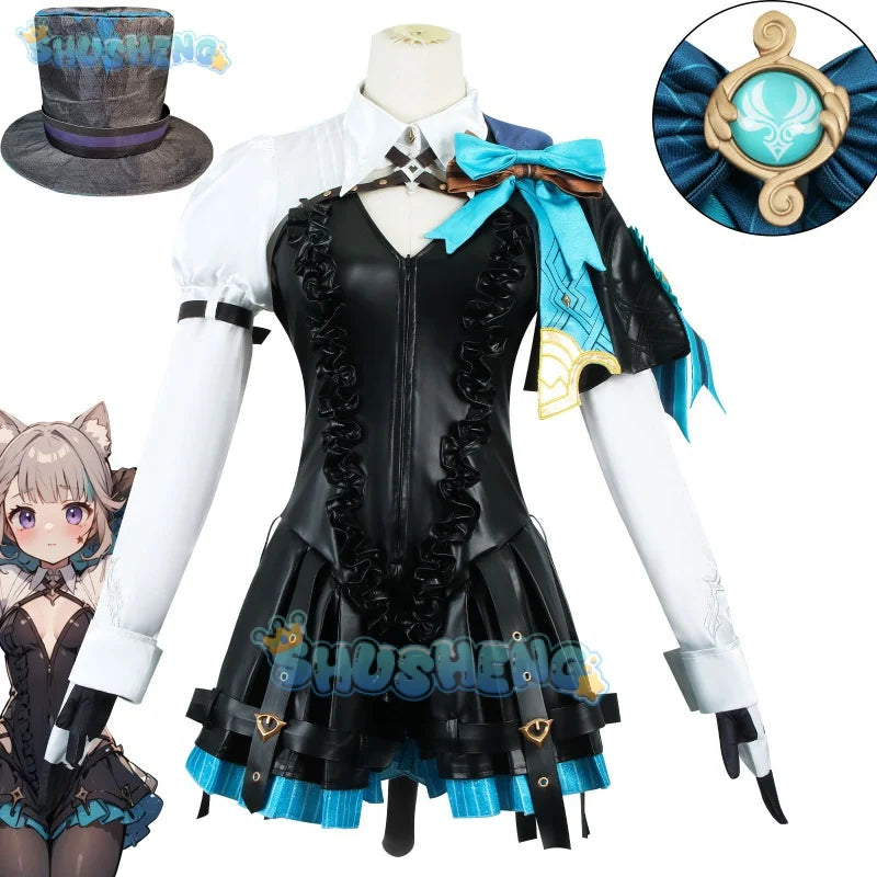 Genshin Impact Lynette Cosplay Kostüm Lynette Fontaine Halloween Komplettes Cos Set Weiblich 