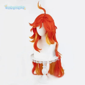 Genshin Impact Mavuika Cosplay Wig Sunglasses Red Yellow Long Hair Natlan Halloween Party for Women Girls