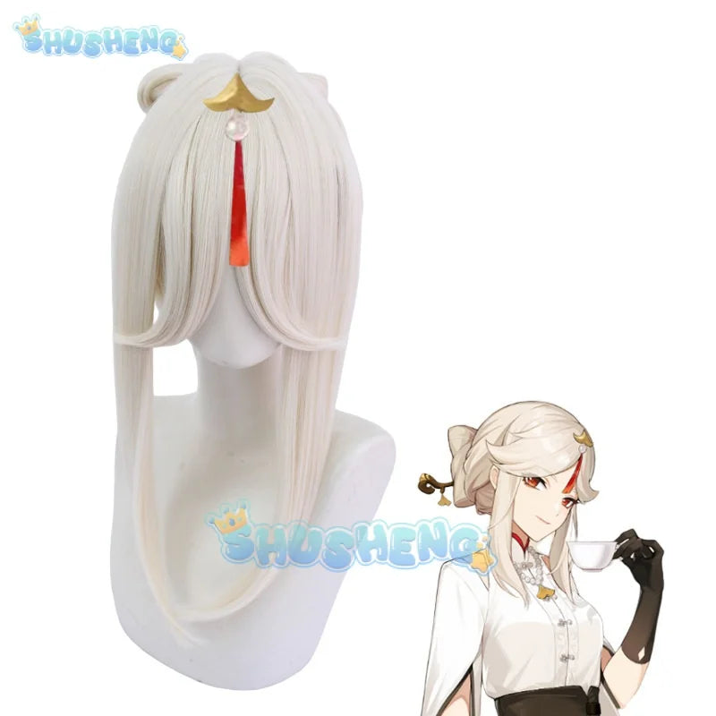 Genshin Impact Ningguang Yelan Cosplay Pizza Hut Costume Wig Cosplay Anime Game Maid Dress Uniform Full Set Halloween Costume