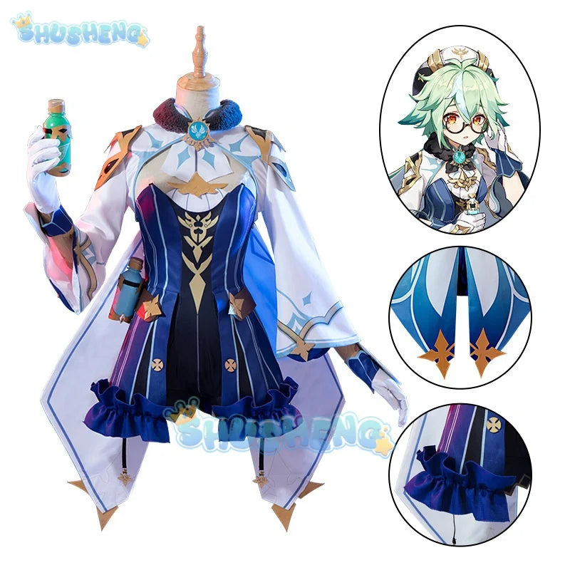 Genshin Impact Sucrose Cosplay Westwind Ritter Alchemist schönes süßes Cosplay-Kostüm 