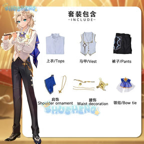 Genshin Impact Xiao Zhongli Tartaglia Albedo Diona Eula Ganyu Symphony Concert Cosplay Set Anime Game Characters Same Clothing