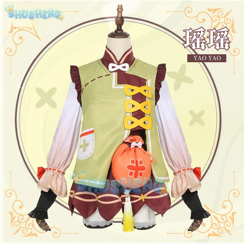 Genshin Impact Yaoyao Cosplay Kostüm Lolita Yao Yao Anime Halloween Kinder Erwachsene 