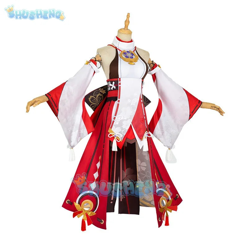 Genshin Impact Cos Yae Miko Cosplay Uniform Kleid Outfits Halloween Kostüme für Frauen 