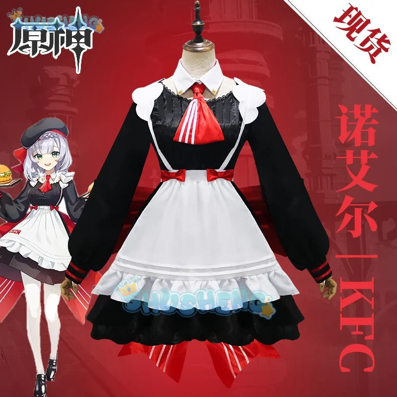 Genshin Impact x KFC Noelle Cosplay Costume Women Maid Lolita Dress With Hat Halloween Carnival Outfit