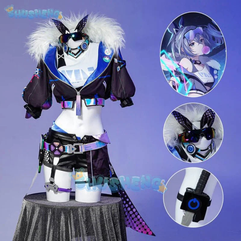 Honkai Star Rail Silver Wolf Cosplay-Kostümset für Frauen Hacker-Set 