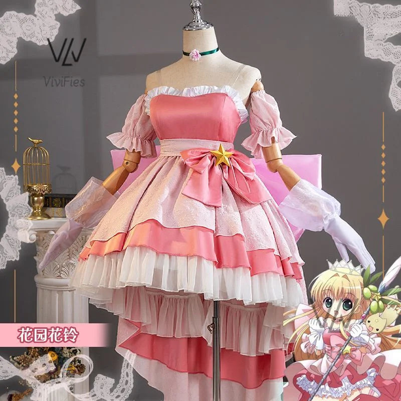 IN STOCK Anime Little Goddes Kamichama Karin Hanazono Karin Gorgeous Elegant Dress Pink Uniform Cosplay Costume Halloween Outfit