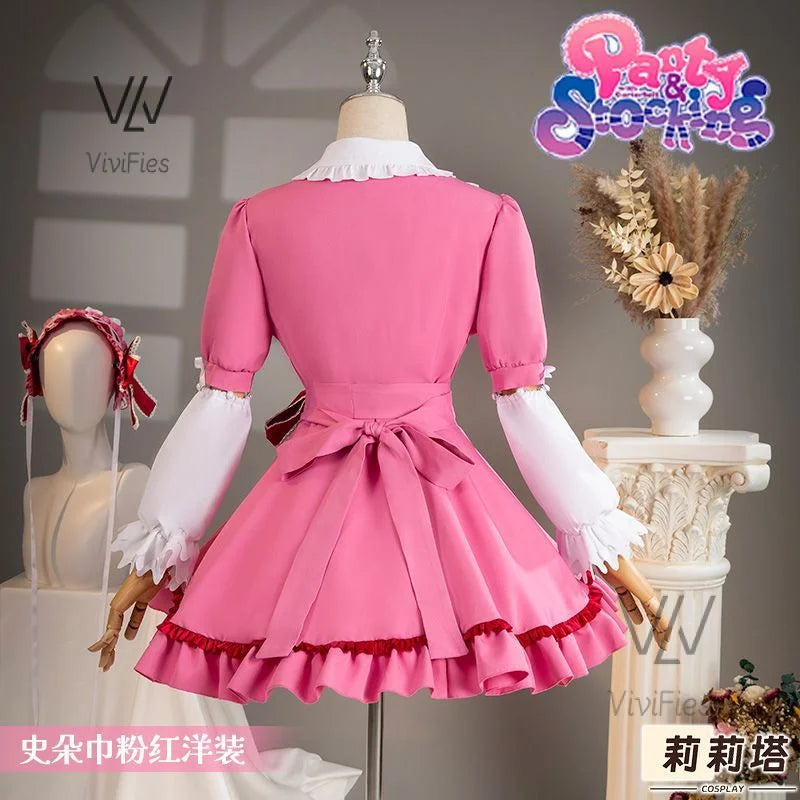 IN STOCK Panty& Stocking with Garterbelt Stocking Anarchy Cosplay Costume Wig Pink Lolita Dress Woman Sexy Kawaii Halloween Suit