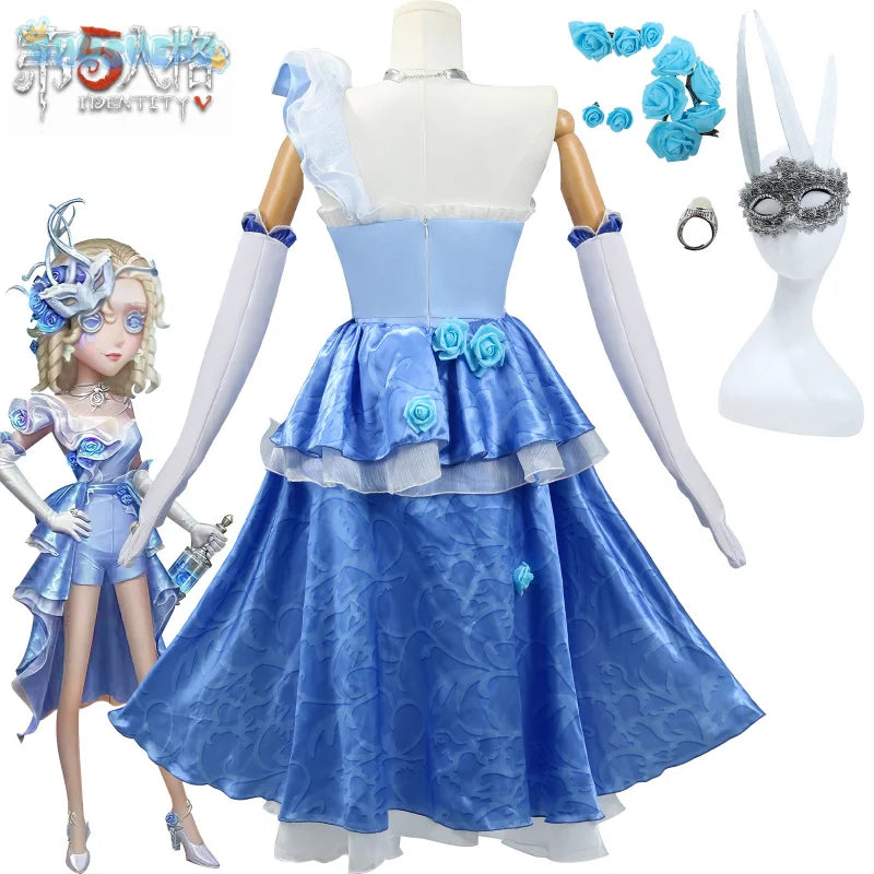 Shusheng-N Identity V Demi Bourbon Barmaid Rose Cosplay Costume Role Play Comic With Dress Hallowmas Party Wigs Animation Prop