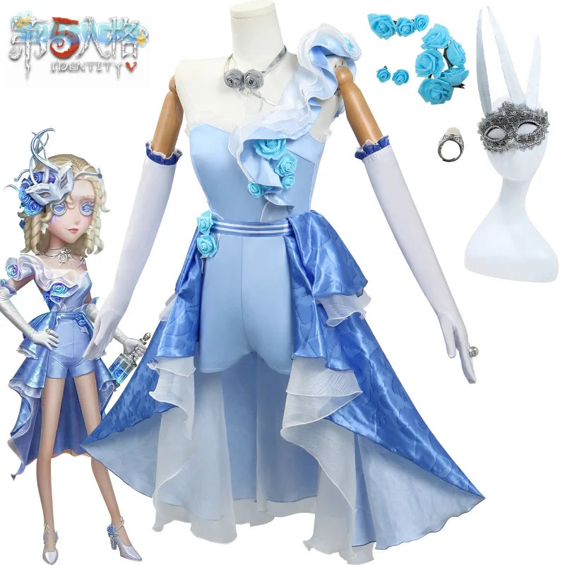 Shusheng-N Identity V Demi Bourbon Barmaid Rose Cosplay Costume Role Play Comic With Dress Hallowmas Party Wigs Animation Prop