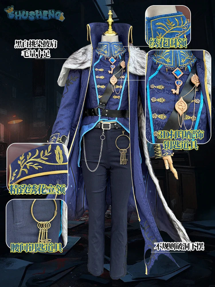 Shusheng-N Identity V Hermit Alva Lorenz Warden Game Suit Handsome Uniform Cosplay Costume Halloween Party Role Play Outfit Men Woman
