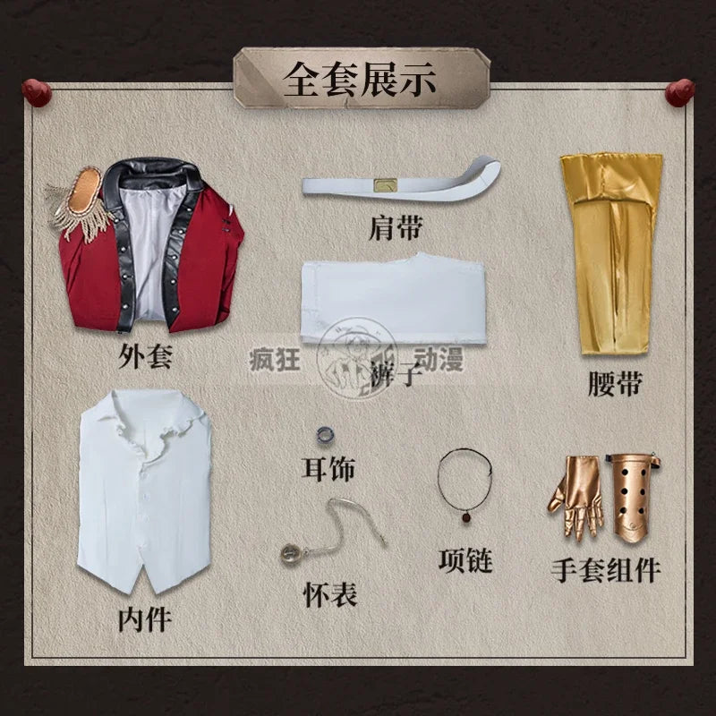 Identity V Jose Baden Chief Mate Men Cosplay Costume Cos Game Anime Party Uniform Hallowen Play Role Clothes Clothing