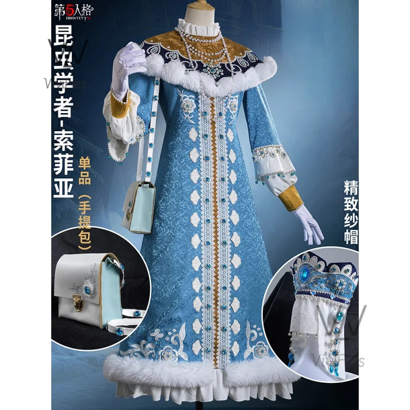 Identity V Melly Plinius Cosplay Costume Entomologist Golden Skin Court Dress Uniform Halloween Party Outfit Game Suit