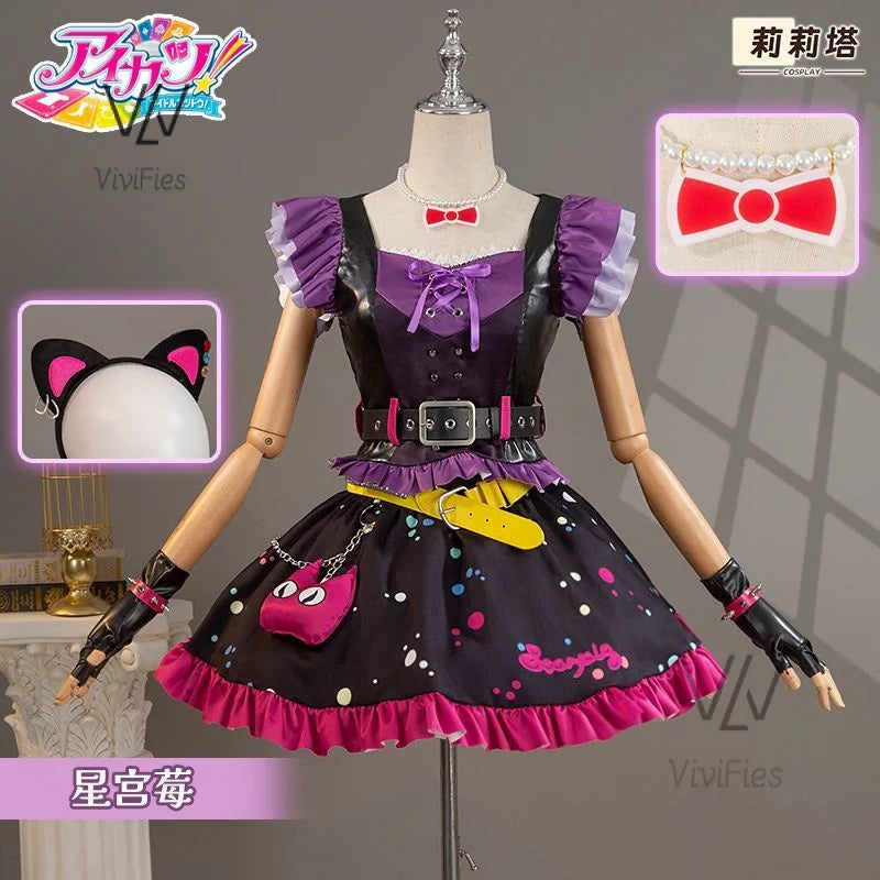 Irelia H Anime Aikatsu!Hoshimiya Ichigo Cosplay Costume Sweet Devil Evening party Dress female Lolita in stock