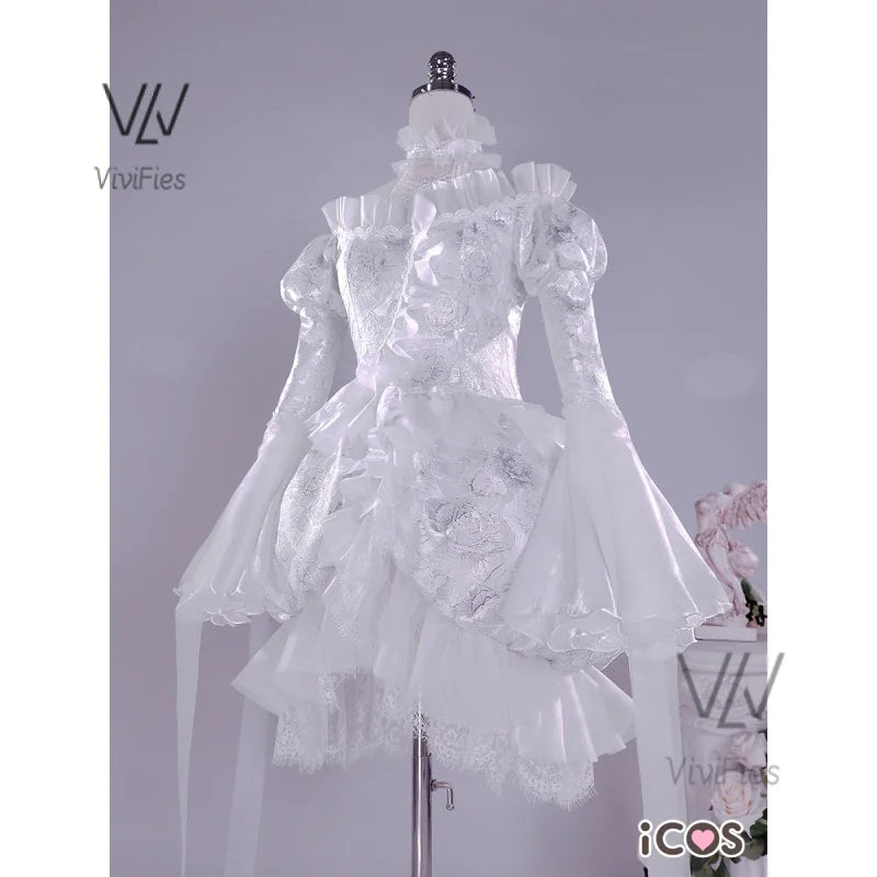 Kirakishou Cosplay Costume Wigs Anime Roses Maiden Cosplay Women Kirakishou Cosplay Lolita Gothic Dress White Lolita Dress Boots