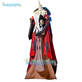 La Signora Cosplay Genshin Impact La Signora cos Costume Dress Woman Headwear Cloak Outfits