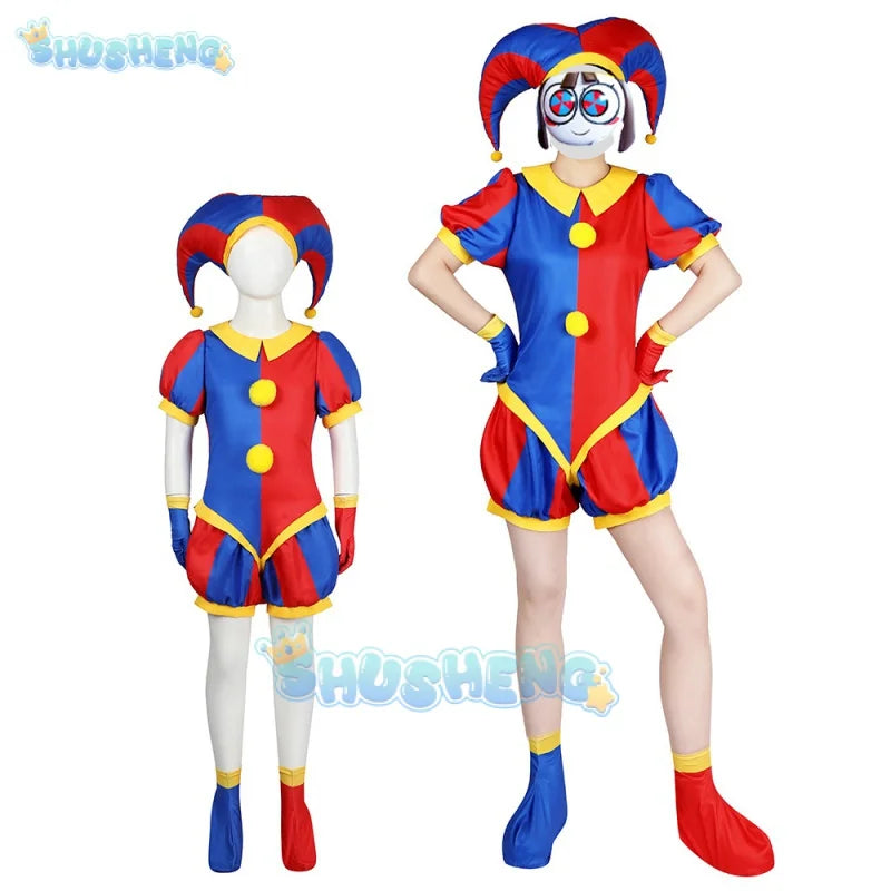 Magical Digital Circus Pamni Cosplay eng anliegender Overall Pomni Rollenspiel Weihnachten 