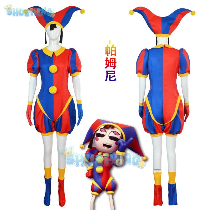 Magical Digital Circus Pamni Cosplay eng anliegender Overall Pomni Rollenspiel Weihnachten 