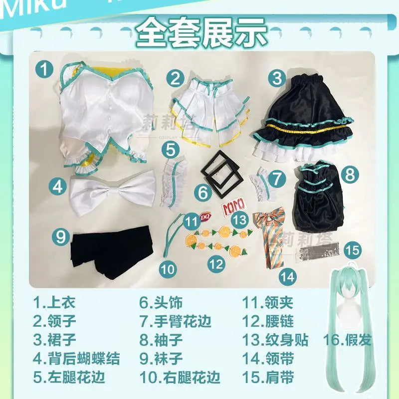 Miku cosplay cute princess Loli dress Miku wig play a full set of dresses for Christmas and Halloween S-XXL