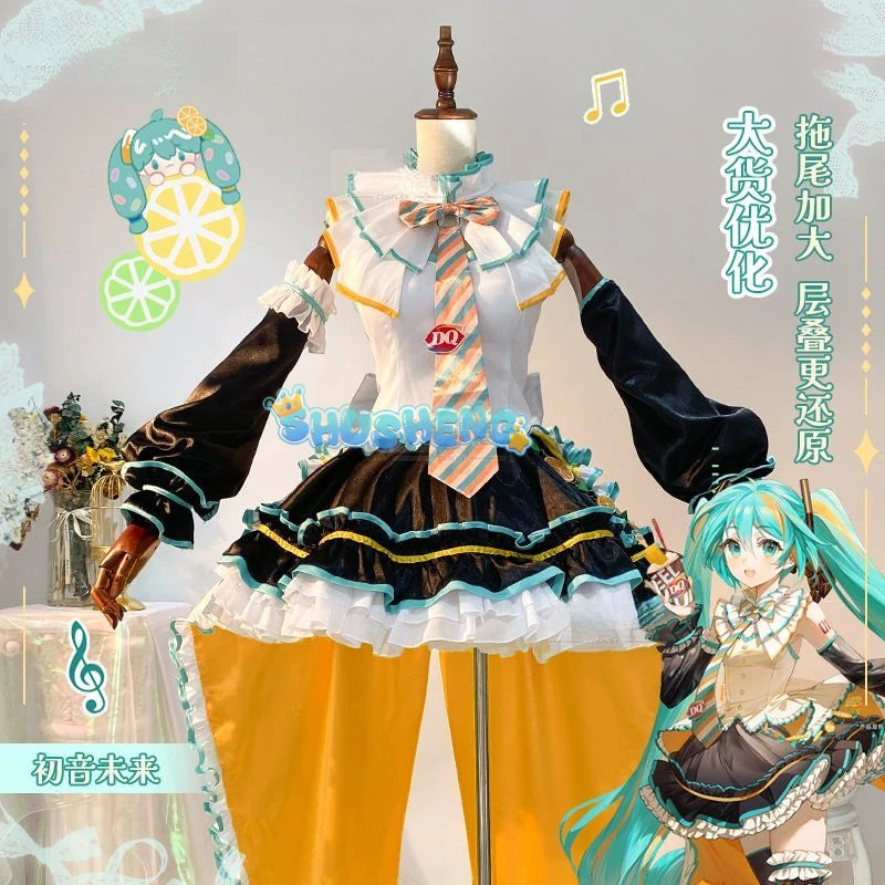 Miku cosplay cute princess Loli dress Miku wig play a full set of dresses for Christmas and Halloween S-XXL