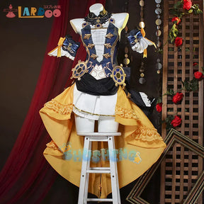 Navia Cosplay Costume Genshin Impact Fontaine Spina Di Rosula Dress Curly Hat Gloves Necklace Clorinde Socks  Uniform