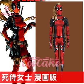 New Deadpool 3 Lady Cosplay Cosutme Wade Winston Wilson Jumpsuit Headgear Suit Halloween Women's Version Upgraded version