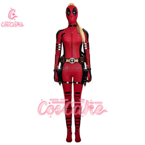 New Deadpool 3 Lady Cosplay Cosutme Wade Winston Wilson Jumpsuit Headgear Suit Halloween Women's Version Upgraded version