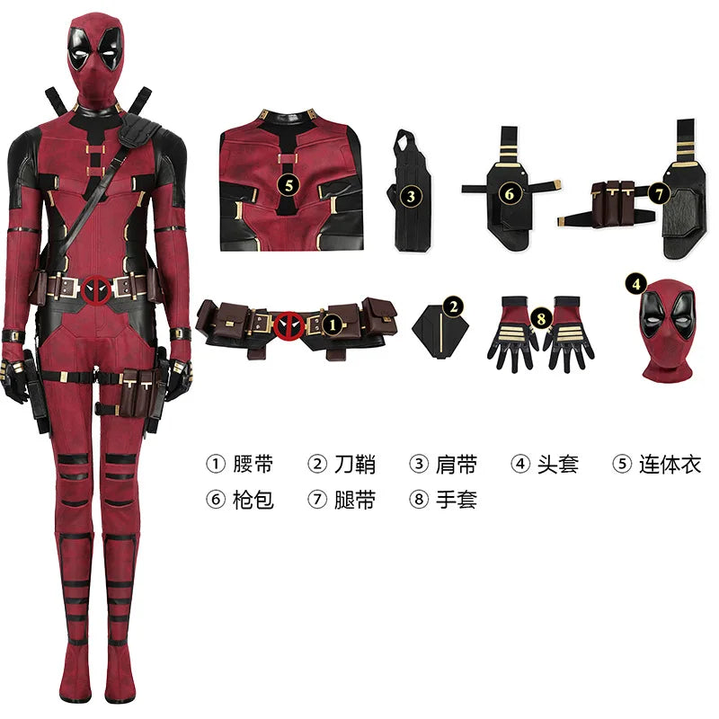 New Deadpool Cosplay Cosutme Wade Winston Wilson Jumpsuit Belt Cosplay Costume Movie Anti-hero Suit Halloween Women's version