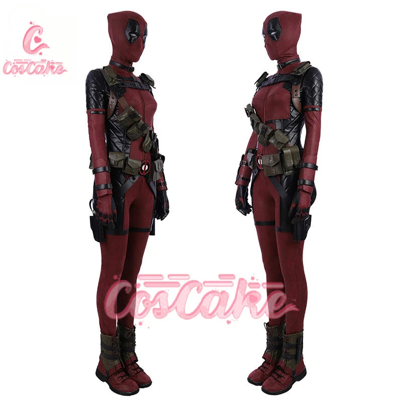 New Deadpool  Cosplay Cosutme Wade Winston Wilson Jumpsuit Belt Cosplay Costume Movie Anti-hero Suit Halloween Women's version