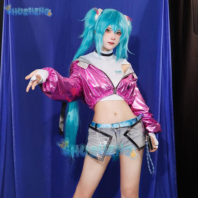 New Hatsune Miku Cosplay Costume Wig Shoes suit yoneyamai lolita Dress Girl Women Halloween Carnival Comic Party