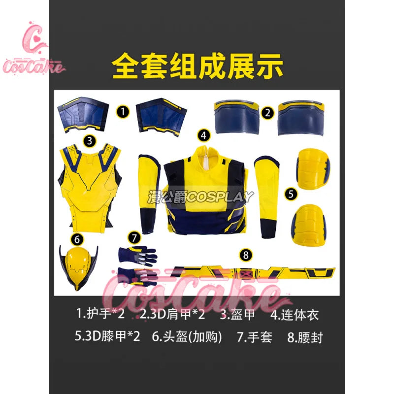 New Movie Deadpool 3 Wolverine Cosplay Costume Jumpsuit Vest Shoulder Armor Gloves Belt For Men Custom Made