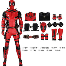 New Movie Deadpool Cosplay Costume Red Zentai Bodysuit Party Men Wolverine Full Jumpsuits Sword Bag Boots Belt Custom Made