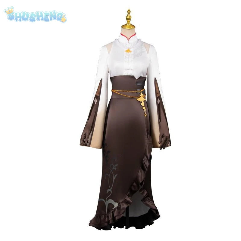 Ningguang Yelan clothing cosplay Genshin impact wig Baotou ear accessories waist Halloween male and woman uniform