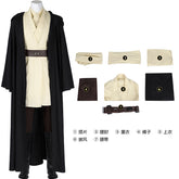 Qui Gon jinn Cosplay Men Costume Fantasia Robe Cloak Full Set Clothing Disguise Halloween Carnival Part Suit