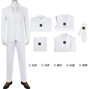 Joker Cosplay Costume Clown Clothes Arthur Fleck White Suit Halloween The Joker Jacket Uniform